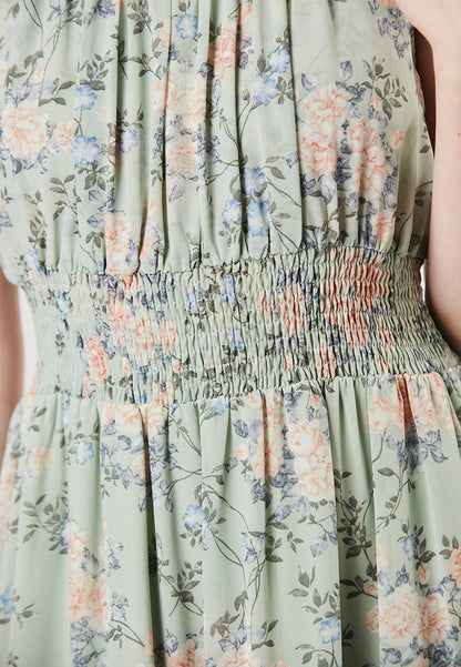 TESSA - Flowy Maxi Printed Chiffon Tiers Dress