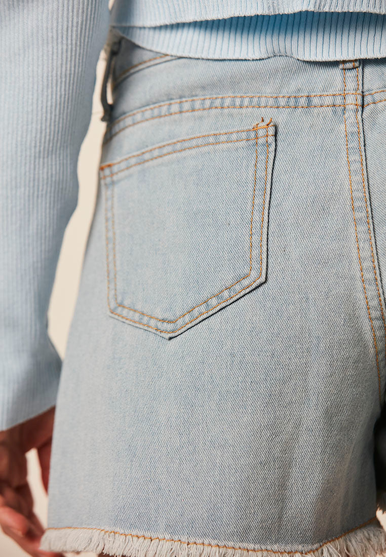 LAINEY - Denim Short with Fringe