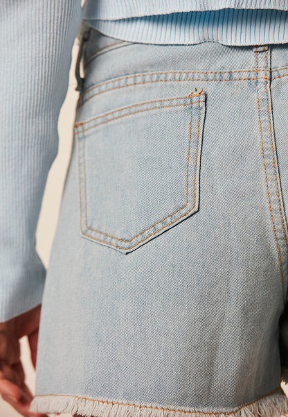 LAINEY - Denim Short with Fringe