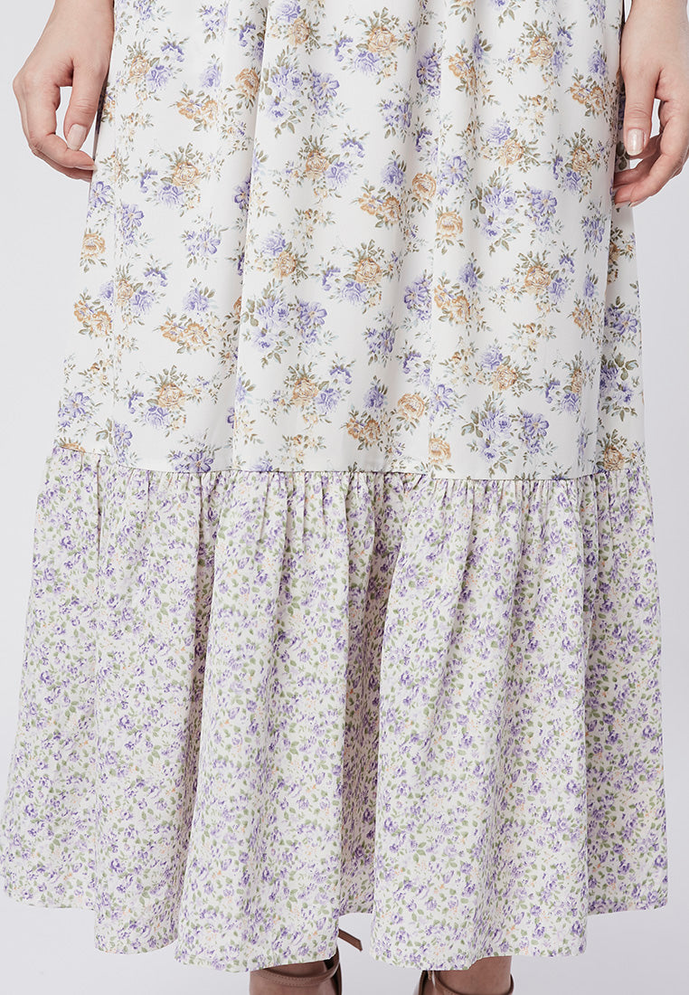 SAYLOR - Halter Maxi Dress in Dual Floral Print