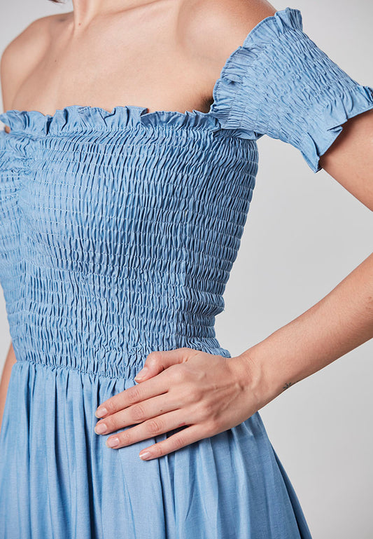ALINA - Maxi Off Shoulder Smocking Dress