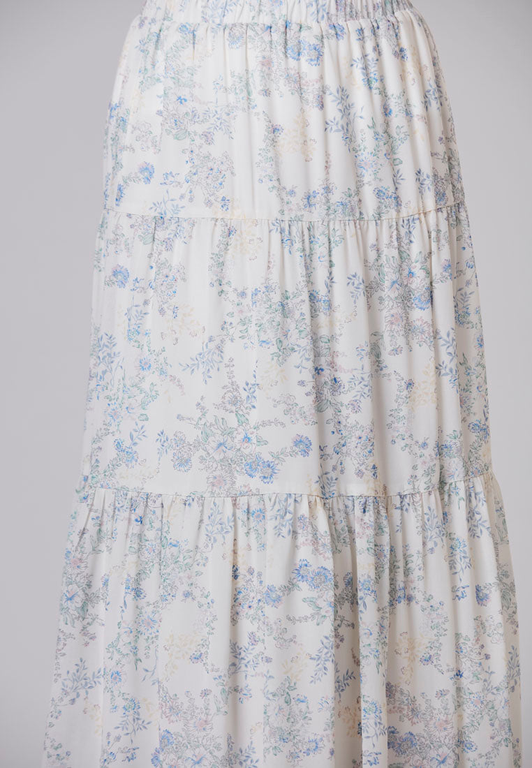 ADALYNN - Midi Skirt Chiffon Print Two Tier