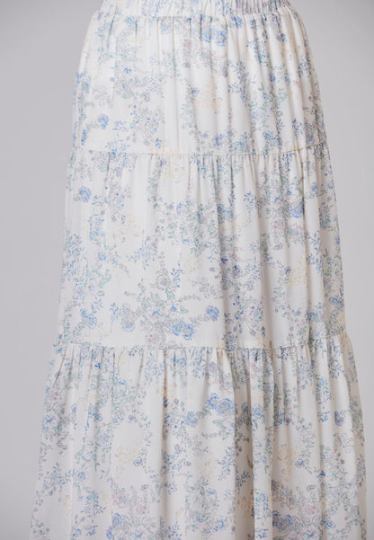 ADALYNN - Midi Skirt Chiffon Print Two Tier