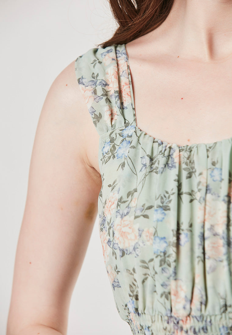 TESSA - Flowy Maxi Printed Chiffon Tiers Dress