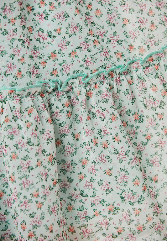 JOCEYLN - Spaghetti Short Tiers Dress in Printed Chiffon