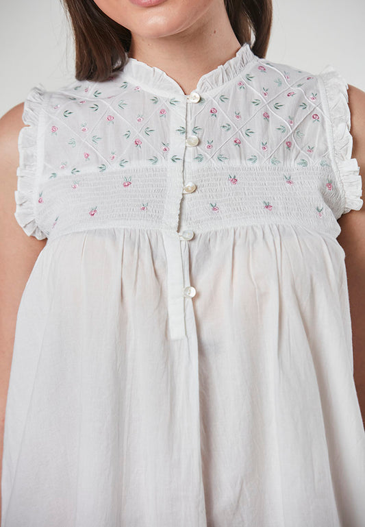 ANA - Night Dress with vintage Lace and Embroidery