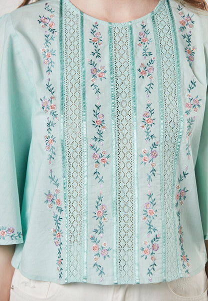 KAYLANI - Crop Kaftan Embroided Blouse