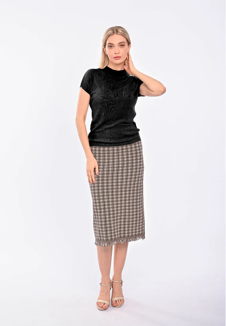 East India Company Eve Machine Knitted Short Sleeve Top Black