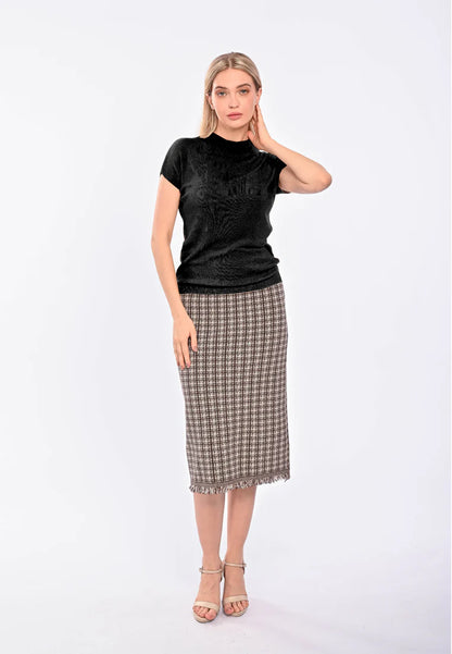 East India Company Eve Machine Knitted Short Sleeve Top Black