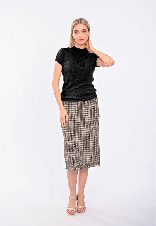 East India Company Eve Machine Knitted Short Sleeve Top Black