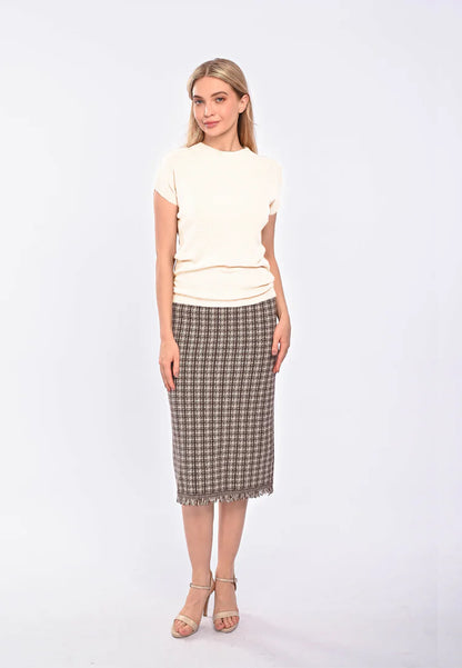 East India Company Eve Machine Knitted Short Sleeve Top Beige