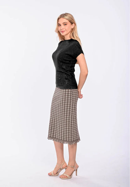 East India Company Eve Machine Knitted Short Sleeve Top Black