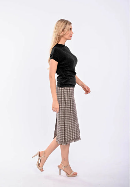 East India Company Eve Machine Knitted Short Sleeve Top Black