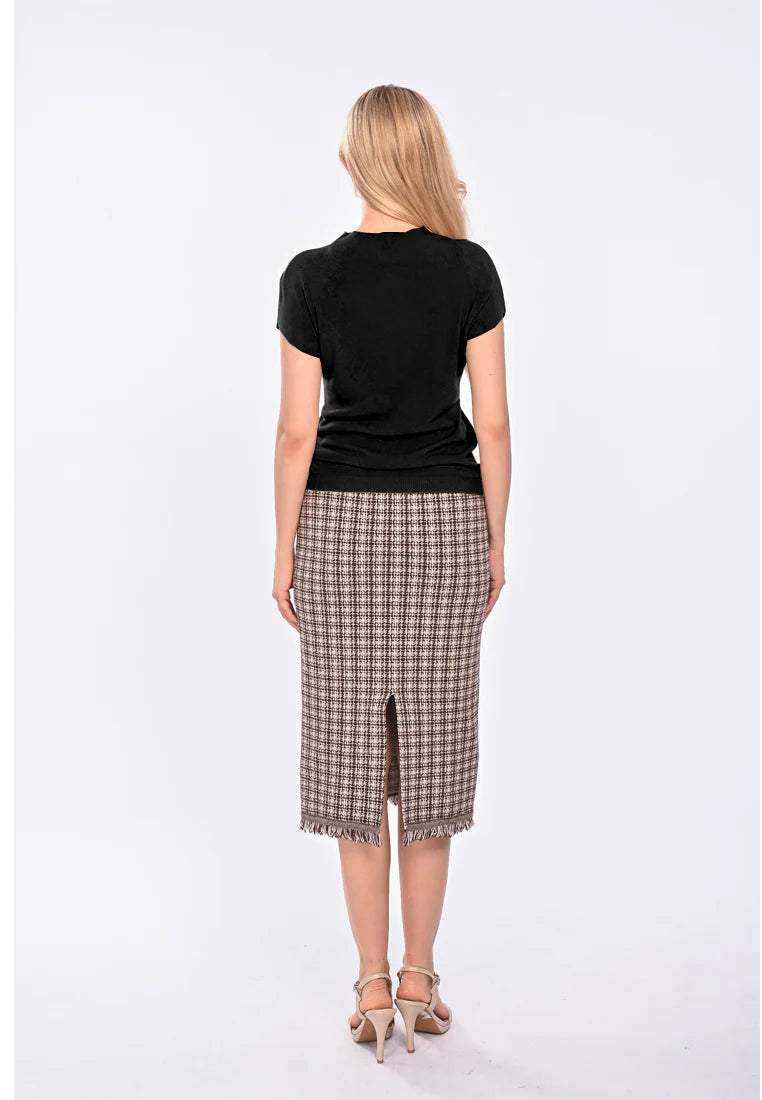 East India Company Eve Machine Knitted Short Sleeve Top Black