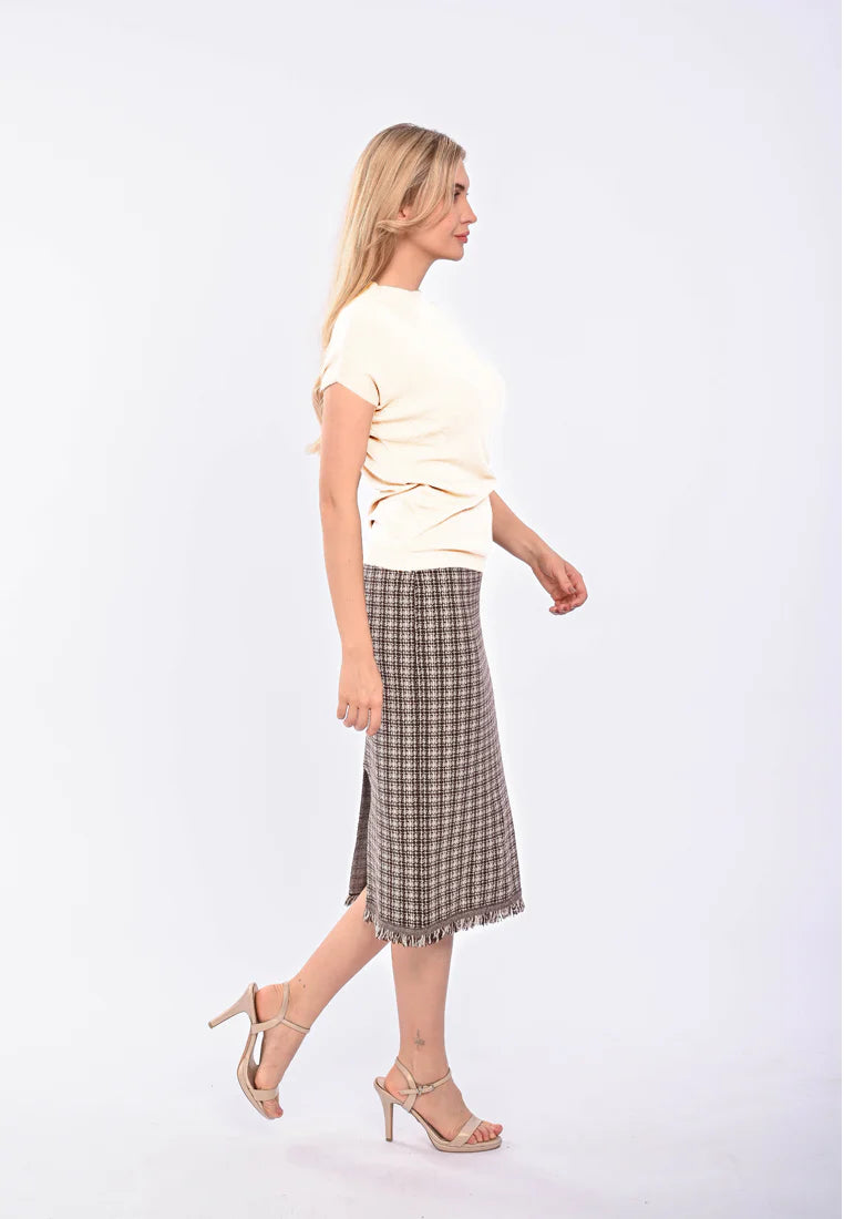 East India Company Eve Machine Knitted Short Sleeve Top Beige