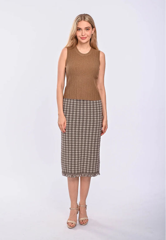 East India Company Finn Machine Knitted Sleeveless Top Khaki