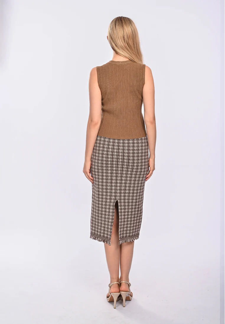 East India Company Finn Machine Knitted Sleeveless Top Khaki