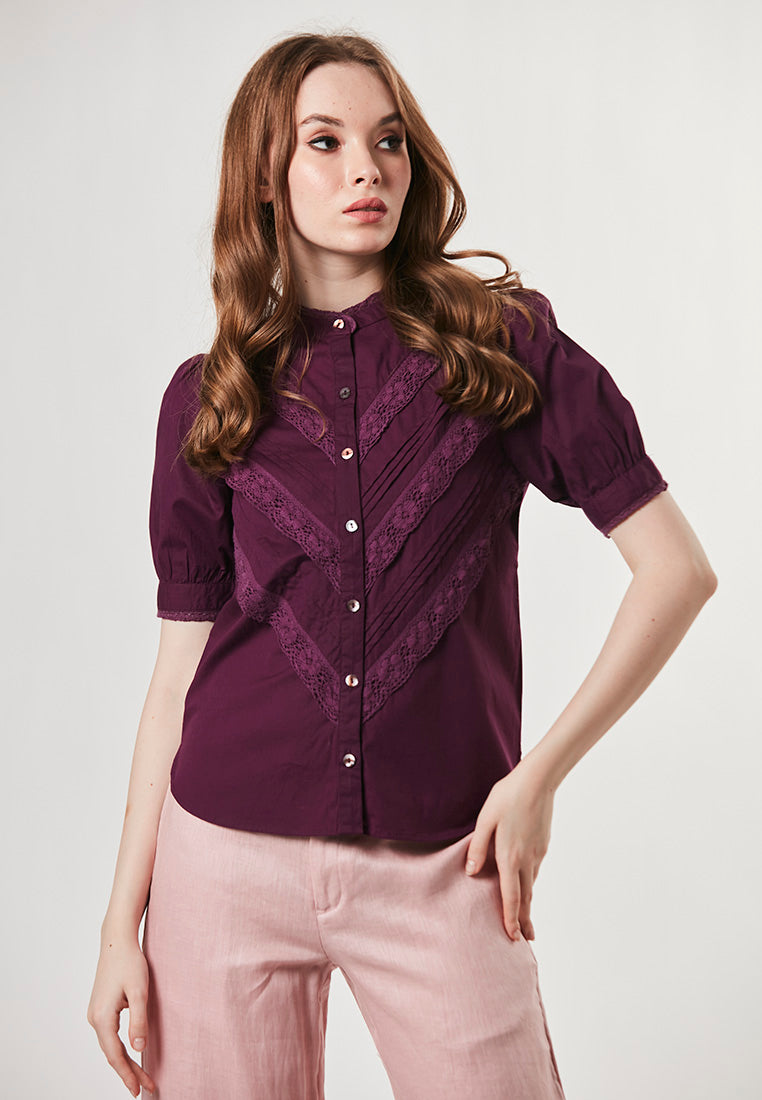 EVIE - Casual Smart Blouse with Pleats and Laces