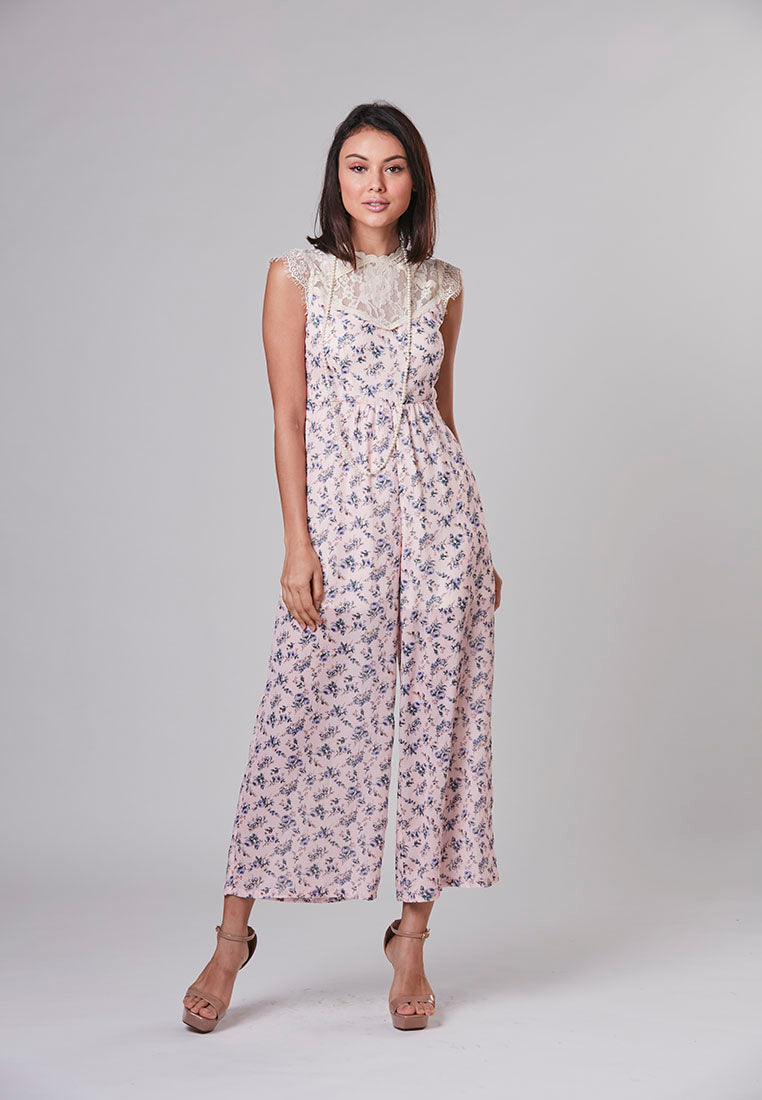 LYLA - Jumpsuit Printed Floral with Lace Details