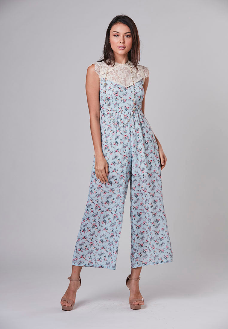 LYLA - Jumpsuit Printed Floral with Lace Details