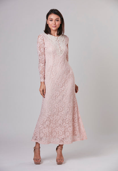 LILIANA - Maxi Dress Lace with Crochet Neckline