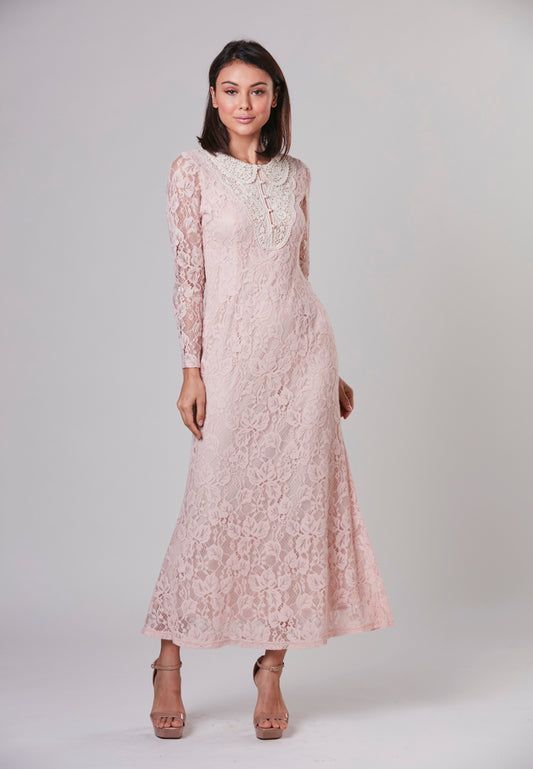 LILIANA - Maxi Dress Lace with Crochet Neckline