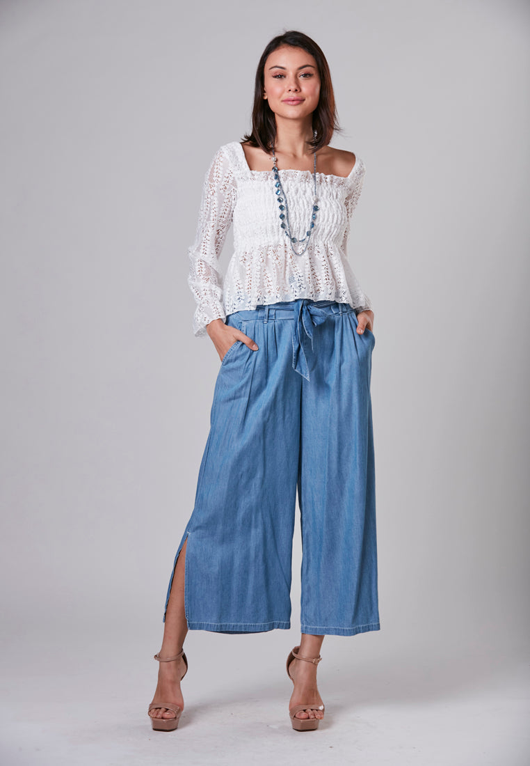 AUBREE - 7/8 Denim Pant with Side Slit