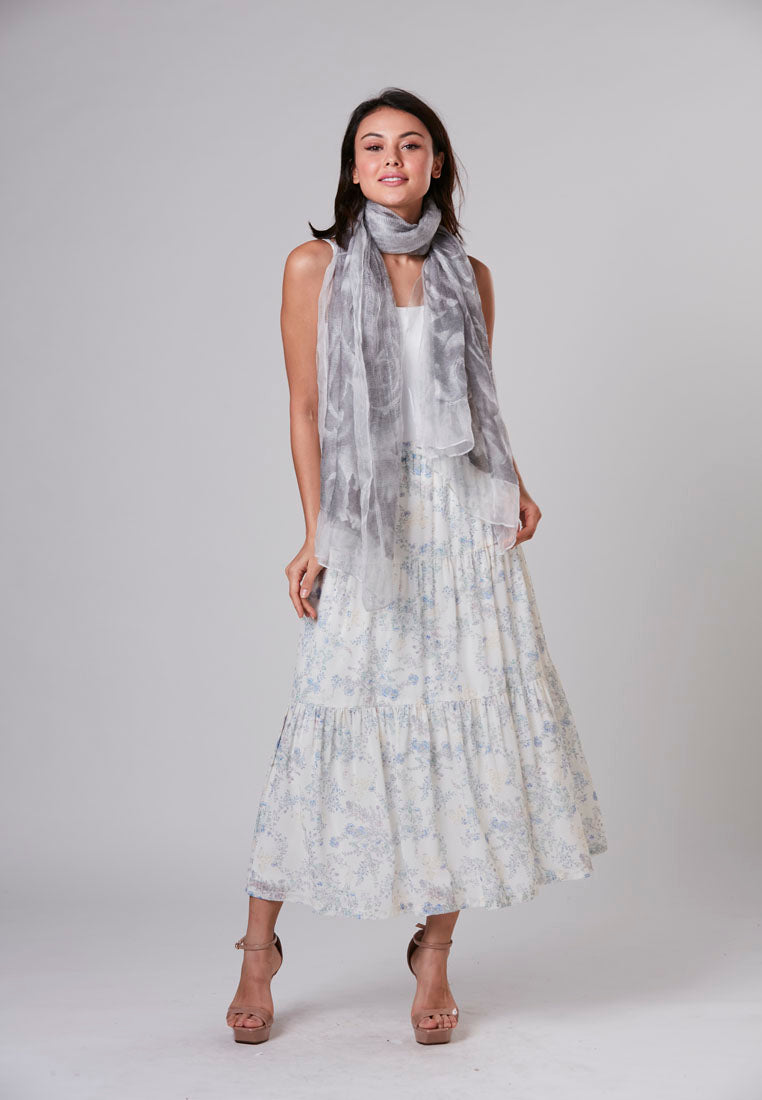 ADALYNN - Midi Skirt Chiffon Print Two Tier