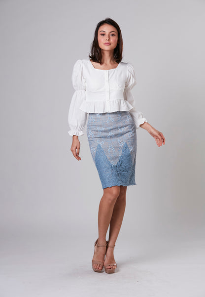 KATHERINE - Lace Pencil Skirt with Border
