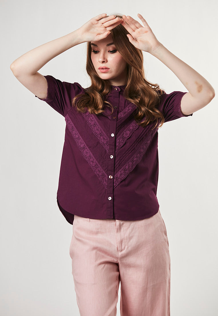 EVIE - Casual Smart Blouse with Pleats and Laces
