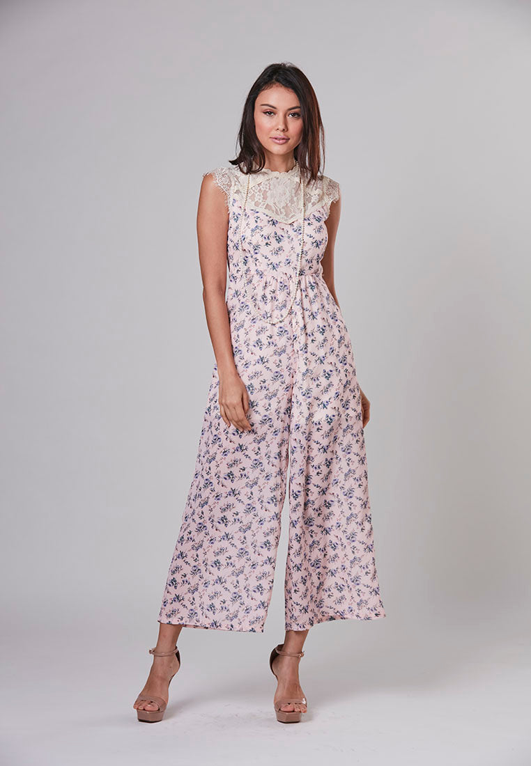 LYLA - Jumpsuit Printed Floral with Lace Details