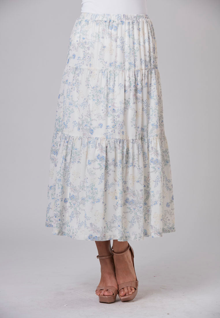 ADALYNN - Midi Skirt Chiffon Print Two Tier