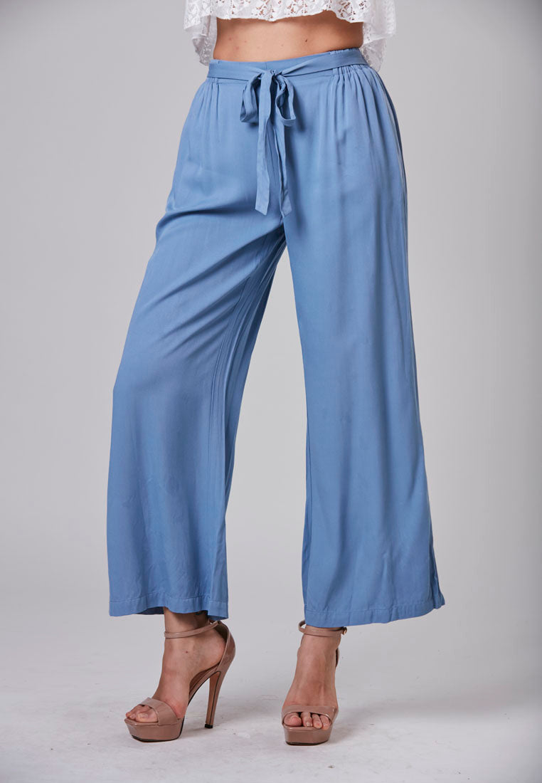 JOSIE - Rayon Pant Long 2 Side Pockets with Ties Wide Leg