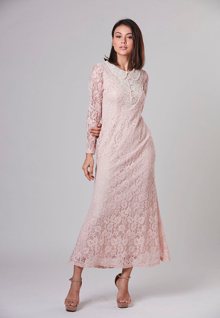LILIANA - Maxi Dress Lace with Crochet Neckline