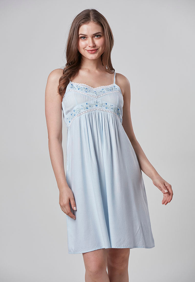 ANGELA - Romantic Chemise with Lace and Embroidery Dress