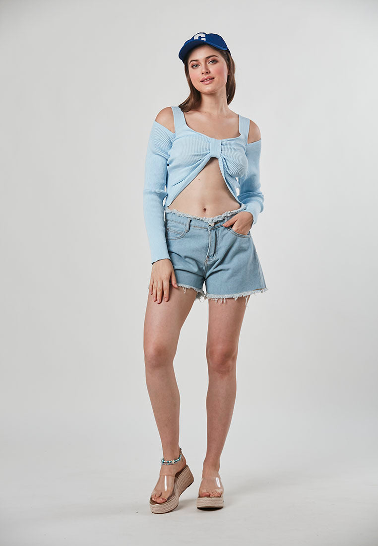 ADELYN - Freestyle Knit Crop Top With A Twist