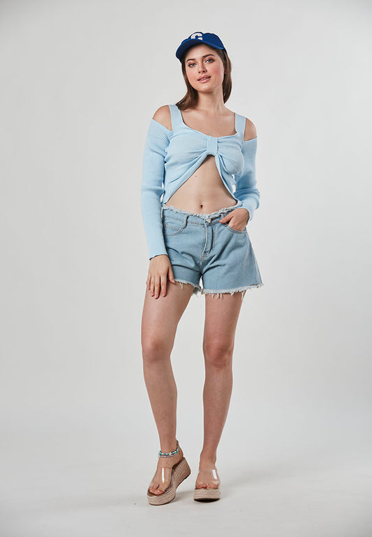 ADELYN - Freestyle Knit Crop Top With A Twist