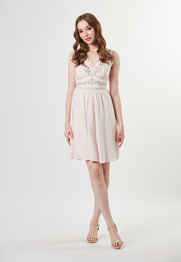 HARLEY - Dress V Neckline Rayon with Embroidery