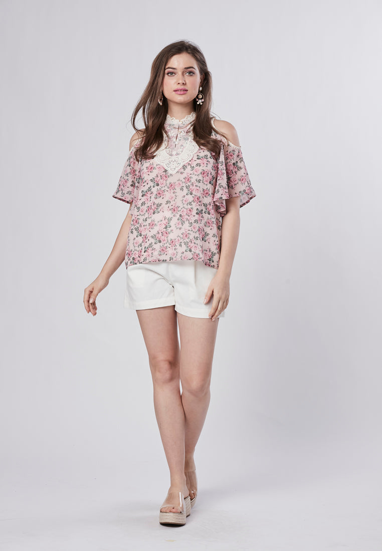 LEILA - Cold Shoulder Floral Top