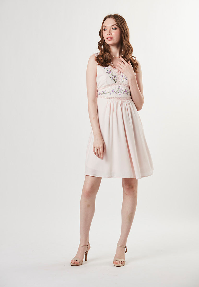 HARLEY - Dress V Neckline Rayon with Embroidery