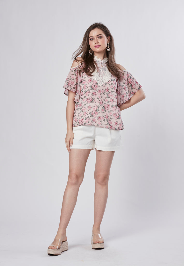 LEILA - Cold Shoulder Floral Top