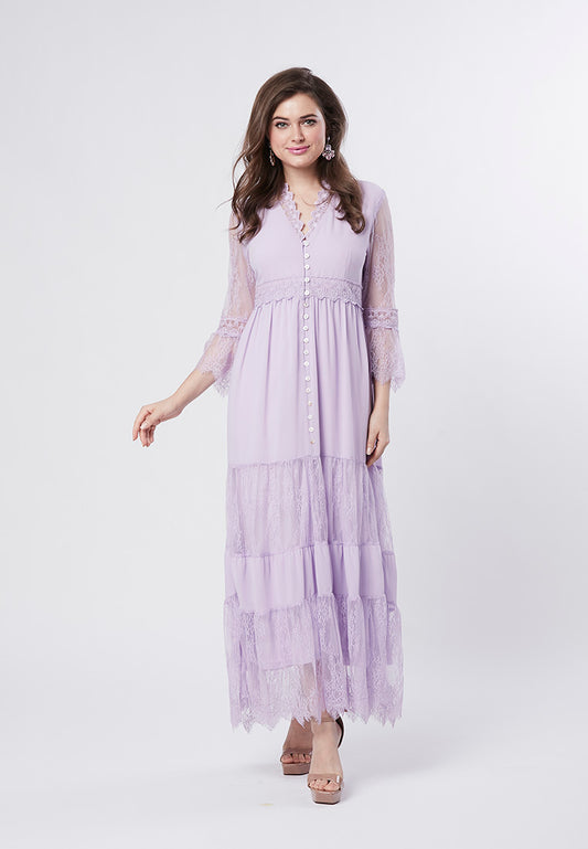 KAYLA - Maxi Chiffon Lace Dress