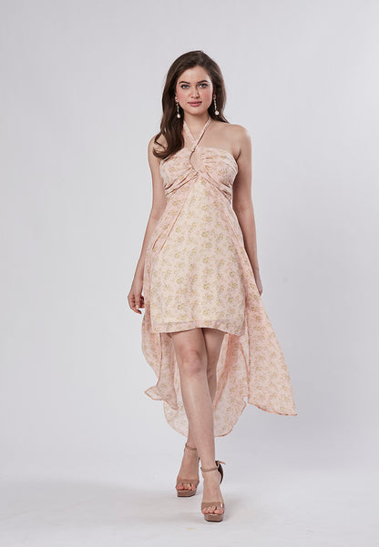 LUCILLE - Gorgeous Criss Cross Halter Ruched Dress with Long Train