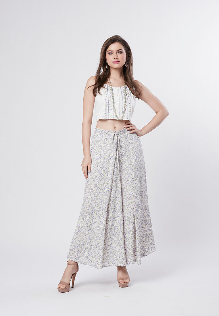 ELAINA - Floral Palazzo Pant with Box Pleat