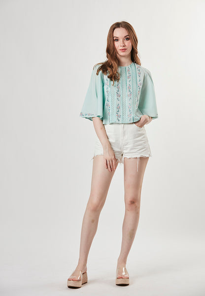 KAYLANI - Crop Kaftan Embroided Blouse