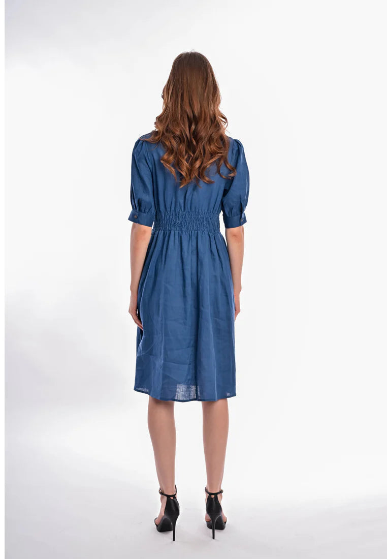 East India Company - Geeta Embroidered Short Sleeve Midi Dress