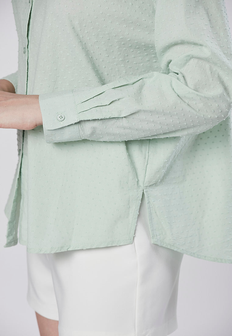 DELANEY - Classic Shirt Blouse in Swiss Dot Cotton Rayon