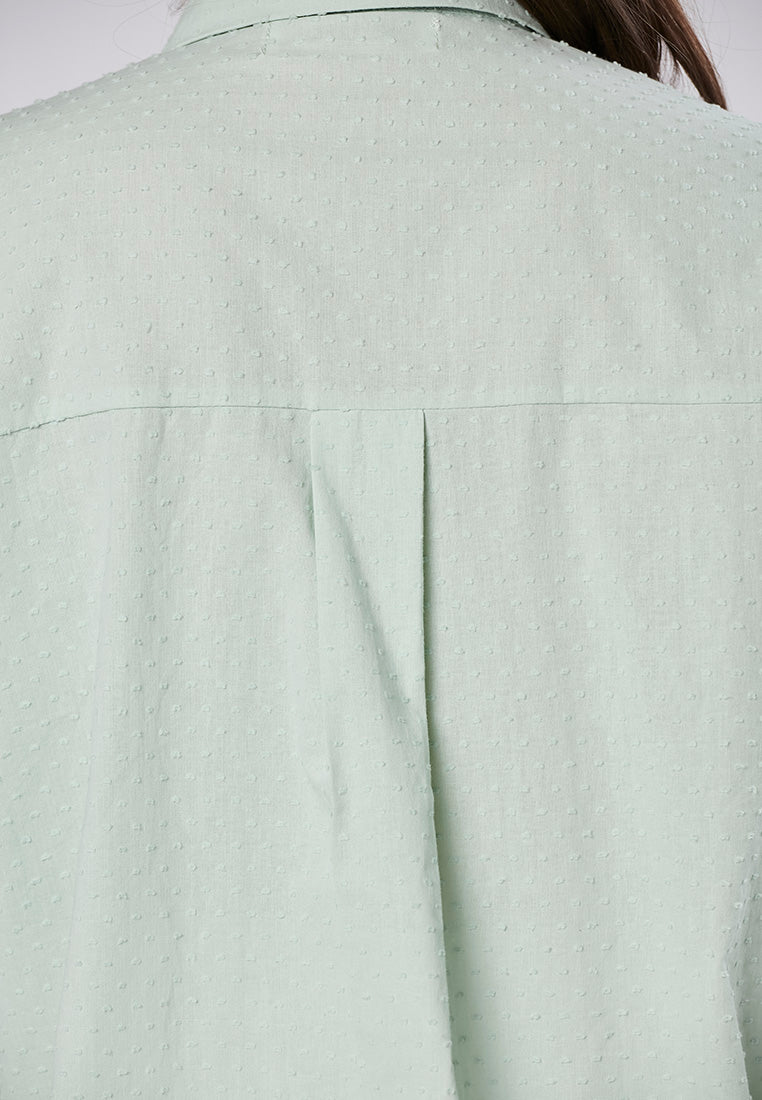 DELANEY - Classic Shirt Blouse in Swiss Dot Cotton Rayon