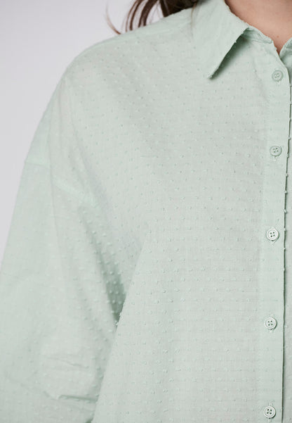 DELANEY - Classic Shirt Blouse in Swiss Dot Cotton Rayon