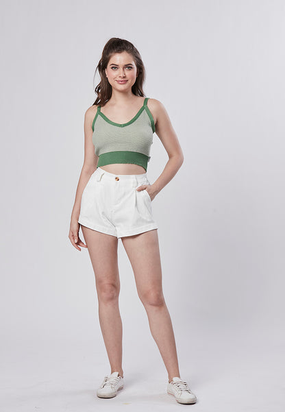 PHOEBE - Spaghetti Crop Tank Knit Top